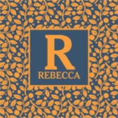 Sticker Motif feuille bleu et orange (Devant)