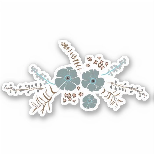 Sticker Motif floral de printemps Turquoise rose gris luna (Devant)