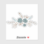 Sticker Motif floral de printemps Turquoise rose gris luna (Feuille)