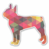 Sticker Motif géométrique de Boston Terrier Silhouette (Devant)