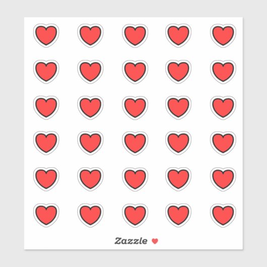 Sticker Motif Little Red Hearts (Feuille)
