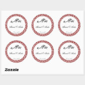 Sticker Motif Mariage rouge personnalisé (Feuille)