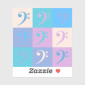 Sticker Motif musical de clé de fa pastel (Feuille)