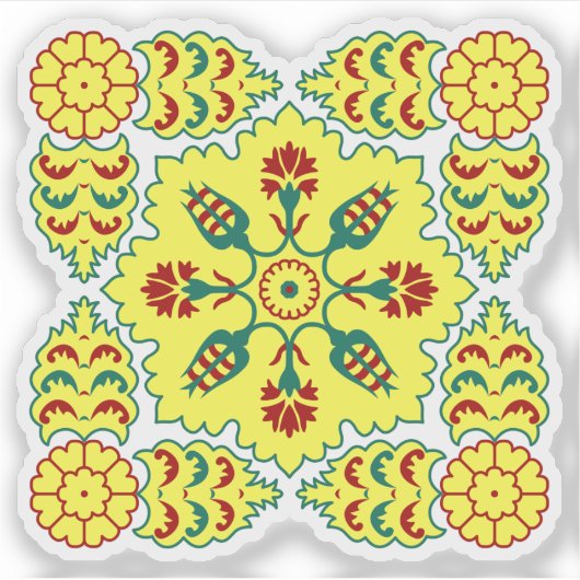 Sticker Motif oriental rouge jaune ottoman turc Tulip (Devant)