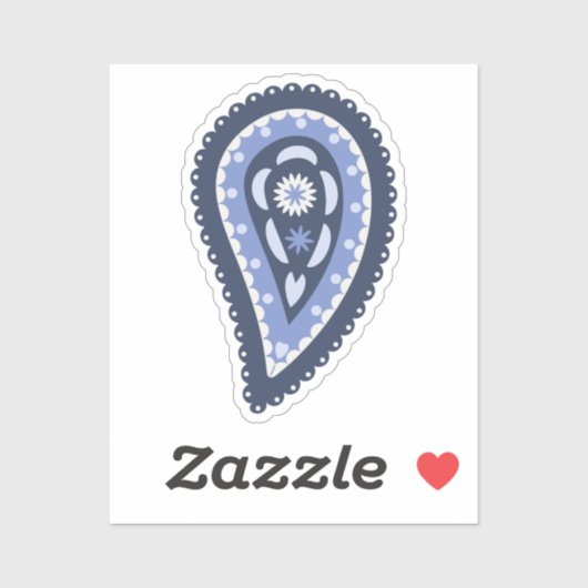 Sticker Motif Paisley Bleu (Feuille)
