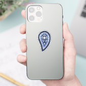 Sticker Motif Paisley Bleu (Téléphone)