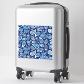 Sticker Motif Paisley - Bleu et argent (Sur valise)