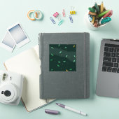 Sticker Motif sans couture de feuilles botaniques vert fon (Couverture iPad)