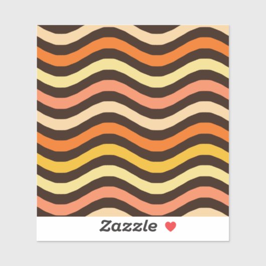 Sticker Motif sans couture de vagues rétro funky (Feuille)