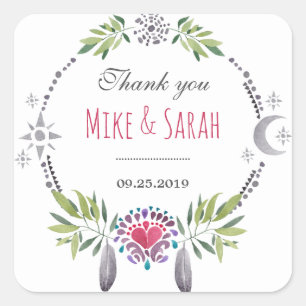 Sticker Motif tribal en plumes d'oiseaux