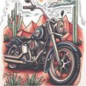 Sticker Moto dans le désert Cactus Western Set (Devant)