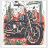 Sticker Moto dans le désert Cactus Western Set (Feuille)