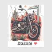Sticker Moto dans le désert Cactus Western Set (Feuille)