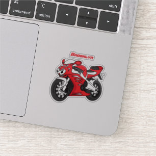 Sticker Moto de sport rouge mignonne en dessin animé