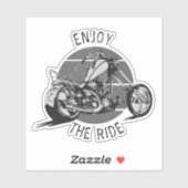 Sticker Moto vintage Chopper Profitez de la promenade (Feuille)