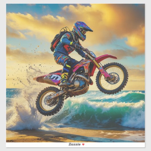 Sticker Motocross Racer à Beach Race II (Feuille)