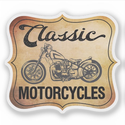 Sticker Motocyclette classique de style vintage (Devant)
