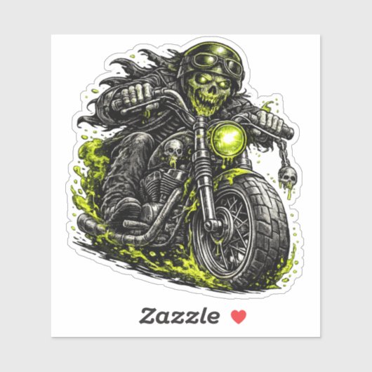 Sticker Motocyclette de motard zombie (Feuille)