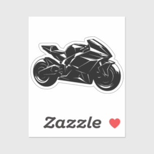 Sticker Motocyclette Futuriste Vecteur Noir Blanc