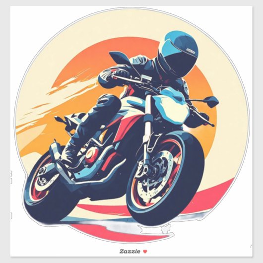 Sticker Motocycliste en course (Feuille)