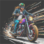 Sticker Motocycliste en course (Devant)