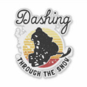 Sticker Motoneige - Dashing À Travers La Neige (Devant)