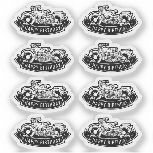 Sticker Motorcycle Biker joyeuse fête d'anniversaire scrap (Devant)