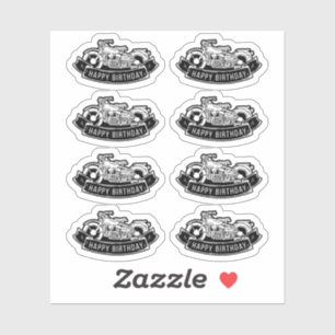 Sticker Motorcycle Biker joyeuse fête d'anniversaire scrap