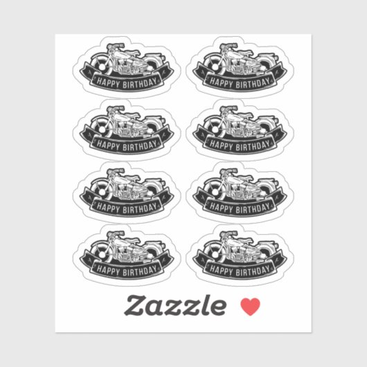 Sticker Motorcycle Biker joyeuse fête d'anniversaire scrap (Feuille)