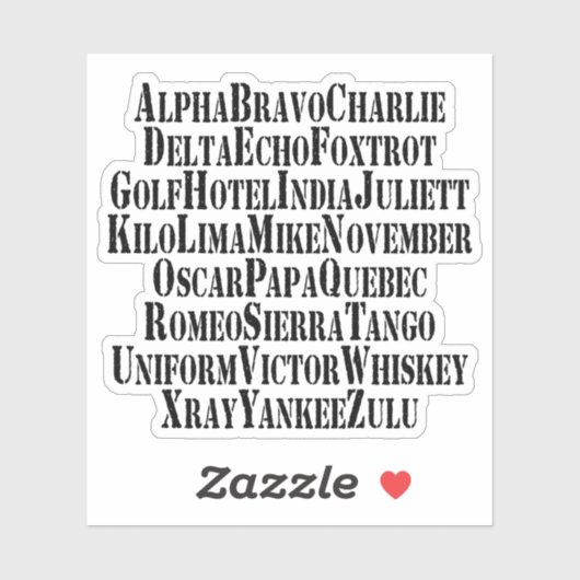 STICKER MOTS ALPHABET PHONÉTIQUE / CODE (Feuille)