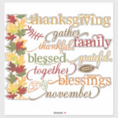 Sticker Mots de Thanksgiving (Feuille)