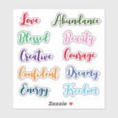 Sticker Mots positifs (Feuille)