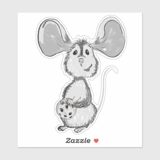 Sticker Mouse and Cookie Black and White (Feuille)