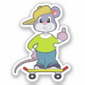 Sticker Mouse as Skater with Skateboard (Recto)
