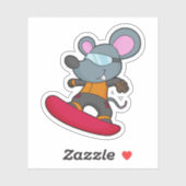 Sticker Mouse as Snowboarder (Feuille)