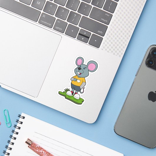Sticker Mouse with Coffee cup (Ordinateur portable avec iPhone)