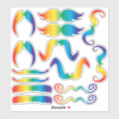 Sticker Moustache arc-en-ciel agressée (Feuille)