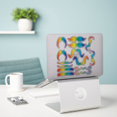 Sticker Moustache arc-en-ciel agressée (Ordinateur portable sur le bureau)