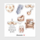 Sticker Moustache Crème Bleue Rayures Vous Pose Une Questi (Feuille)