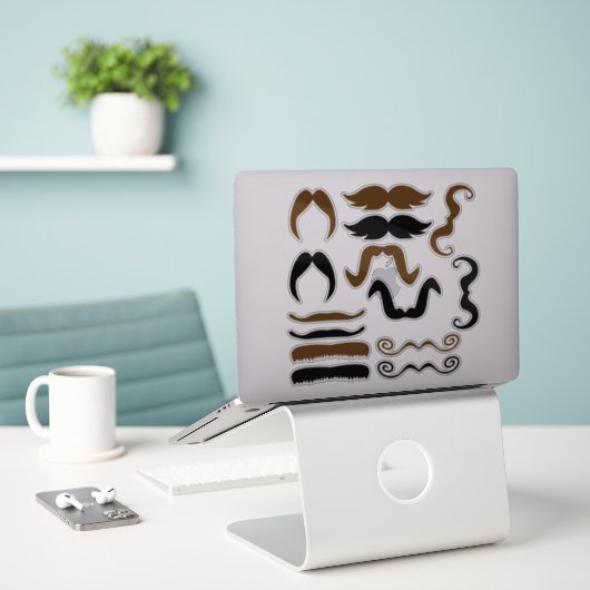 Sticker Moustache noire et Brown agitée (Ordinateur portable sur le bureau)