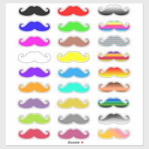 Sticker Moustaches arc-en-ciel colorées