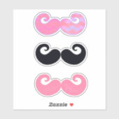 Sticker Moustaches rose et noire (Feuille)