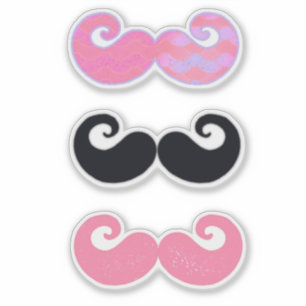 Sticker Moustaches rose et noire