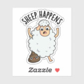 Sticker Mouton arrive drôle de caca jeu de mots (Feuille)
