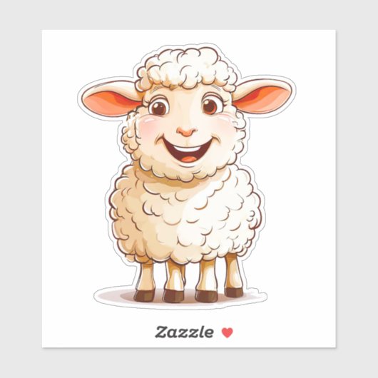 Sticker Mouton de dessin animé (Feuille)