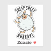 Sticker Mouton Mouton Hurray Amusant Animal Pun (Feuille)