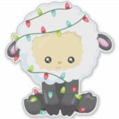 Sticker Moutons de Noël, Lumières de Noël, Mignons Moutons (Devant)