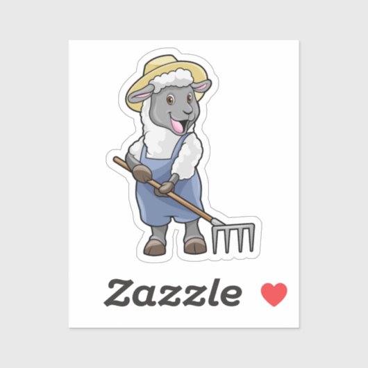 Sticker Moutons fermiers avec gâteau et Casquette (Feuille)