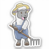Sticker Moutons fermiers avec gâteau et Casquette (Recto)