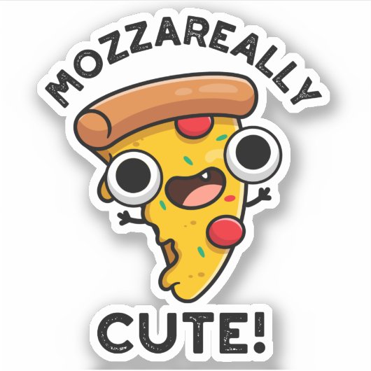 Sticker Mozza vraiment mignon Pizza Pun drôle (Devant)
